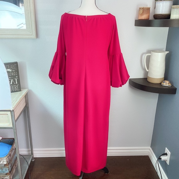 45. SHEIN red ruffle sleeves long dress - Picture 5 of 6